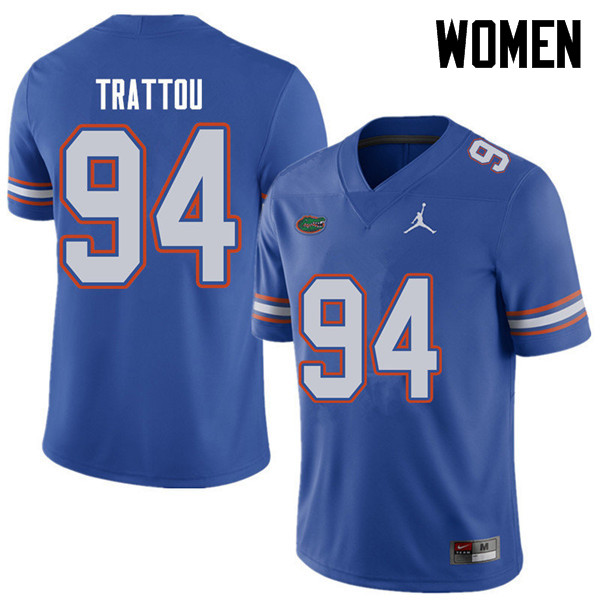 Jordan Brand Women #94 Justin Trattou Florida Gators College Football Jerseys Sale-Royal - Click Image to Close